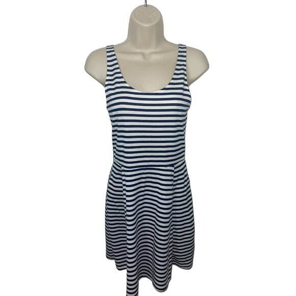 H&M DIVIDED Women's Size 6 Blue White Striped Nautical Dress Sundress - Picture 2 of 12